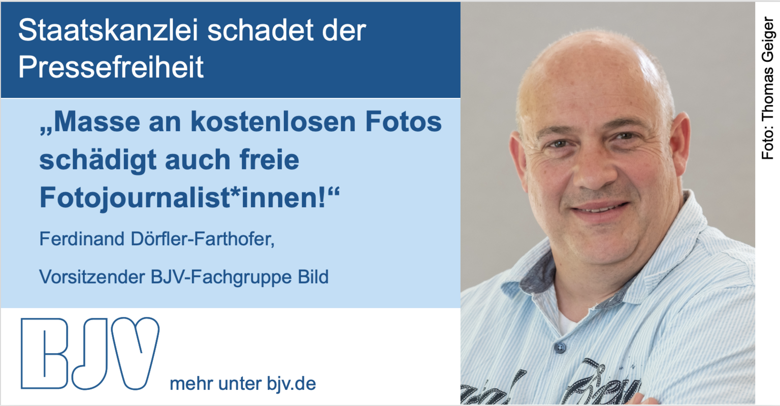 Porträtbild Ferdinand Dörfler-Farthofer mit Text: Staatskanzlei schadet der Pressefreiheit - „Masse an kostenlosen Fotos schädigt auch freie Fotojournalist*innen!“ – Porträtbild Ferdinand Dörfler-Farthofer mit Text: Staatskanzlei schadet der Pressefreiheit - „Masse an kostenlosen Fotos schädigt auch freie Fotojournalist*innen!“