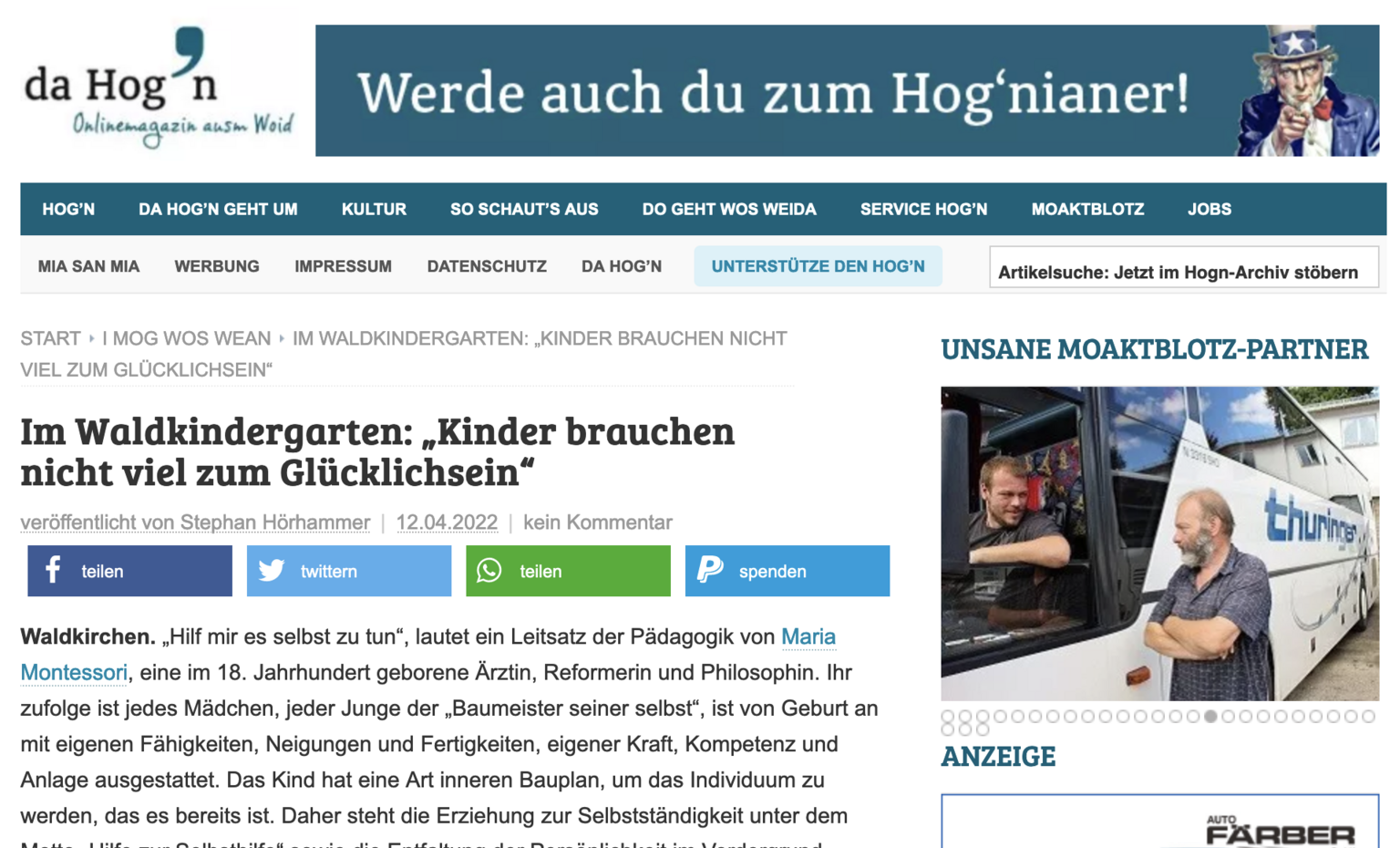 Blick auf einen da Hog'n-Artikel in der Serie „I mog wos wean“ Blick auf einen da Hog'n-Artikel in der Serie „I mog wos wean“ – Blick auf einen da Hog'n-Artikel in der Serie „I mog wos wean“