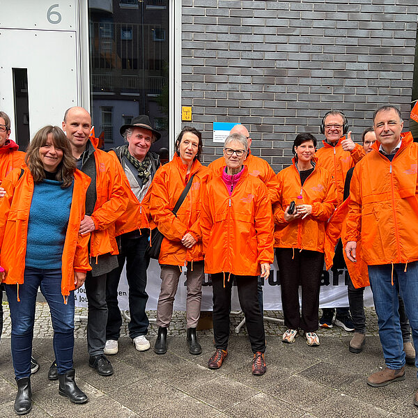 DJV-Aktionstag am 16.04.24 bei der Deutschen Welle in Berlin, Foto: Sebastian Scholz