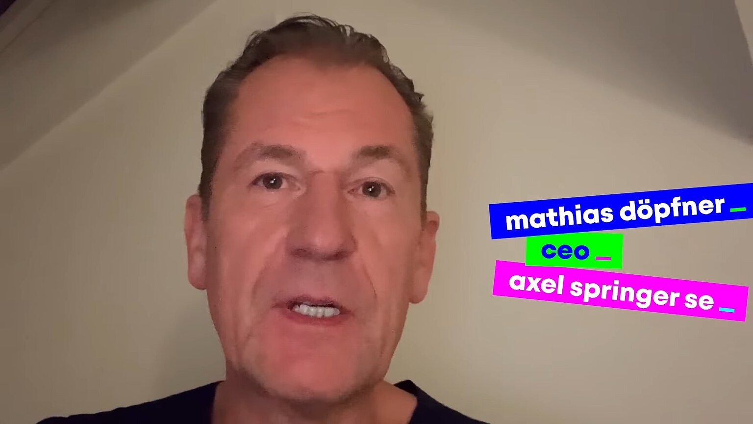 – Videobotschaft von Mathias Döpfner auf dem YouTube-Kanal von Axel Springer. Screenshot: DJV.