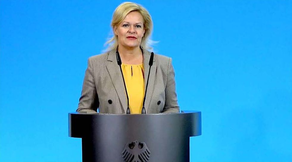 – Bundesinnenministerin Faeser: In Tradition ihrer Vorgänger. Screenshot: DJV