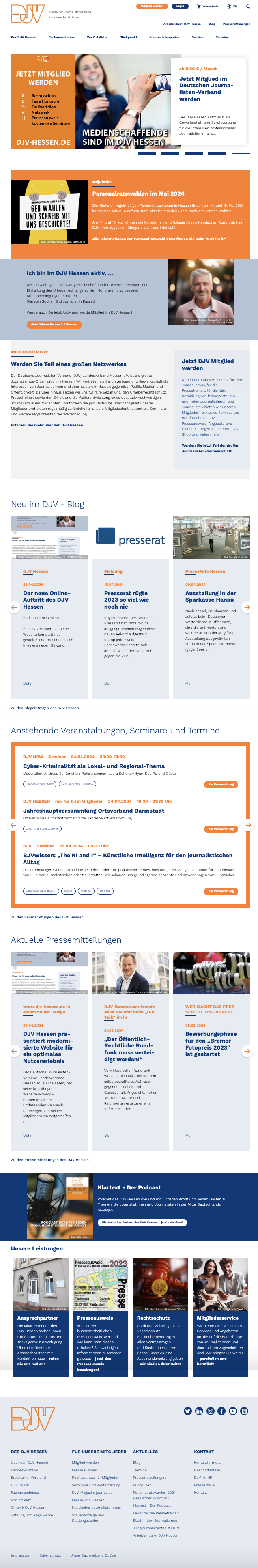 DJV Hessen präsentiert modernisierte Website für ein optimales Nutzererlebnis DJV Hessen präsentiert modernisierte Website für ein optimales Nutzererlebnis – Die überarbeitete Startseite präsentiert sich in einem neuen Design und mit schnelleren Ladezeiten, um ein deutlich verbessertes Nutzererlebnis zu ermöglichen. Das frische Layout und die optimierte Benutzerführung bieten eine klare Orientierung und unterstützen einen ungestörten Lesefluss.